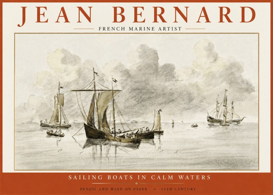 Jean Bernard Sailing Boats in Calm Waters No5 - Póster