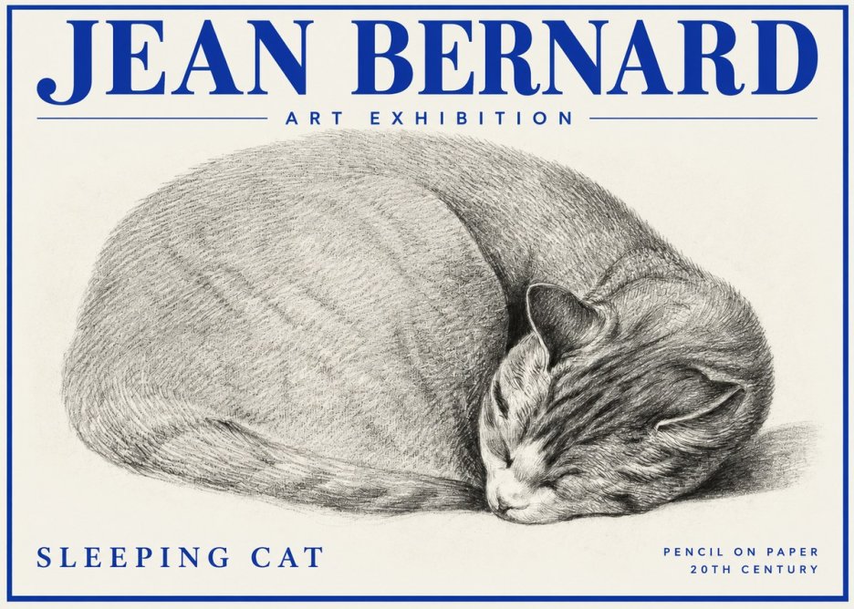 Jean Bernard Sleeping Cat IX No2 - Póster