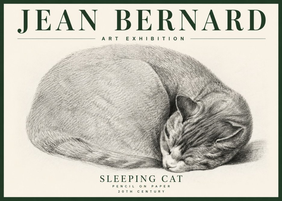 Jean Bernard Sleeping Cat IX No4 - Póster