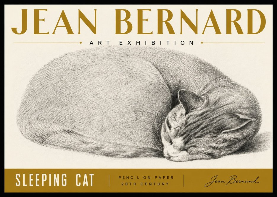 Jean Bernard Sleeping Cat IX No6 - Póster