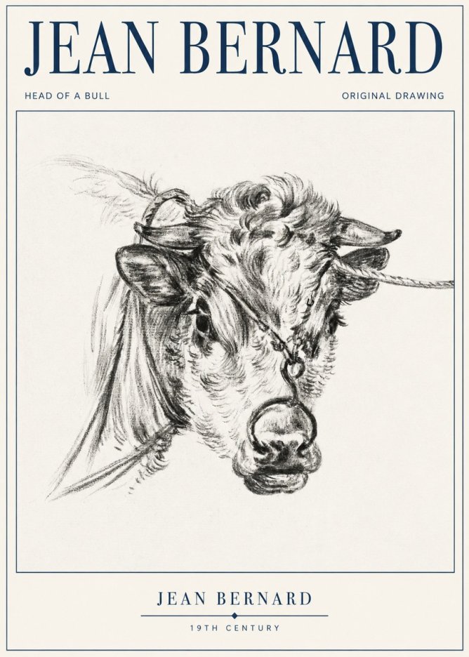 Jean Bernard Head of a Bull No1 - Póster