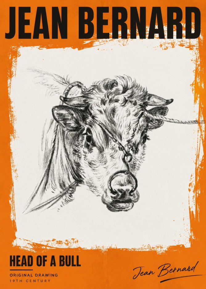 Jean Bernard Head of a Bull No2 - Póster