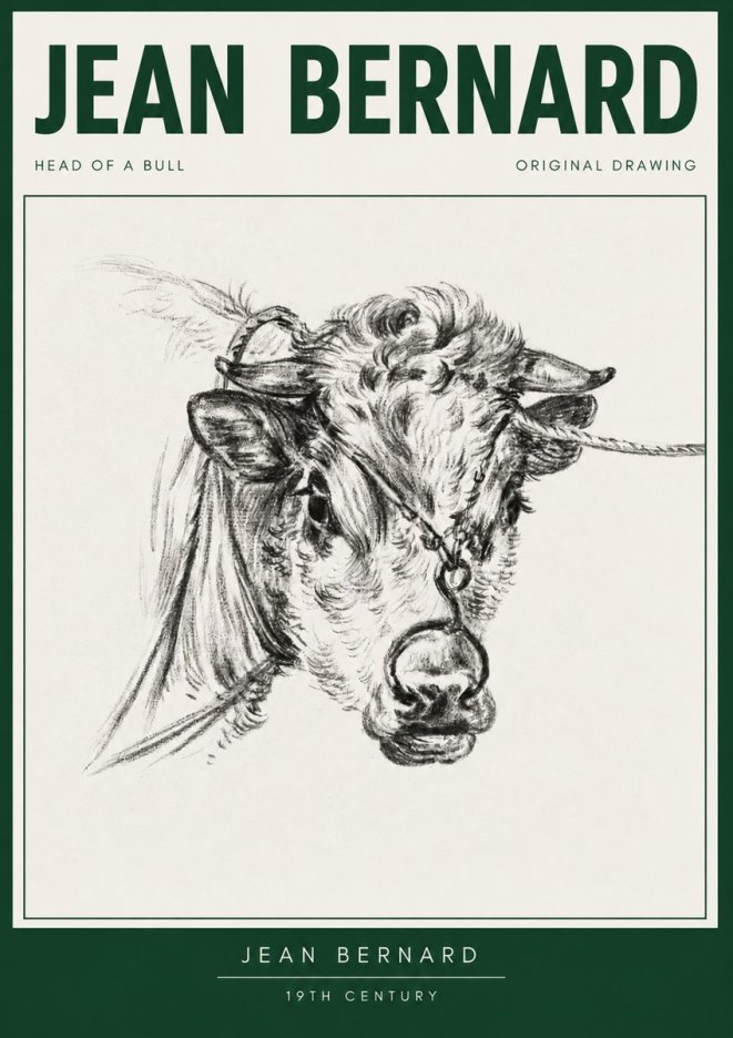 Jean Bernard Head of a Bull No3 - Póster