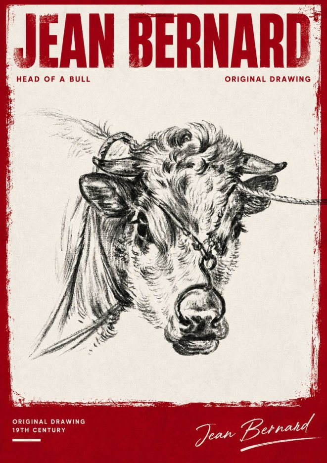 Jean Bernard Head of a Bull No4 - Póster