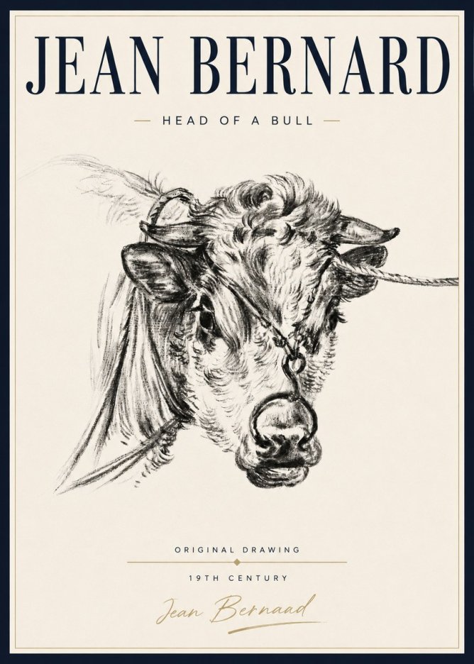 Jean Bernard Head of a Bull No5 - Póster