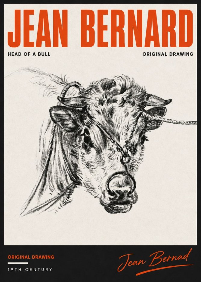 Jean Bernard Head of a Bull No6 - Póster