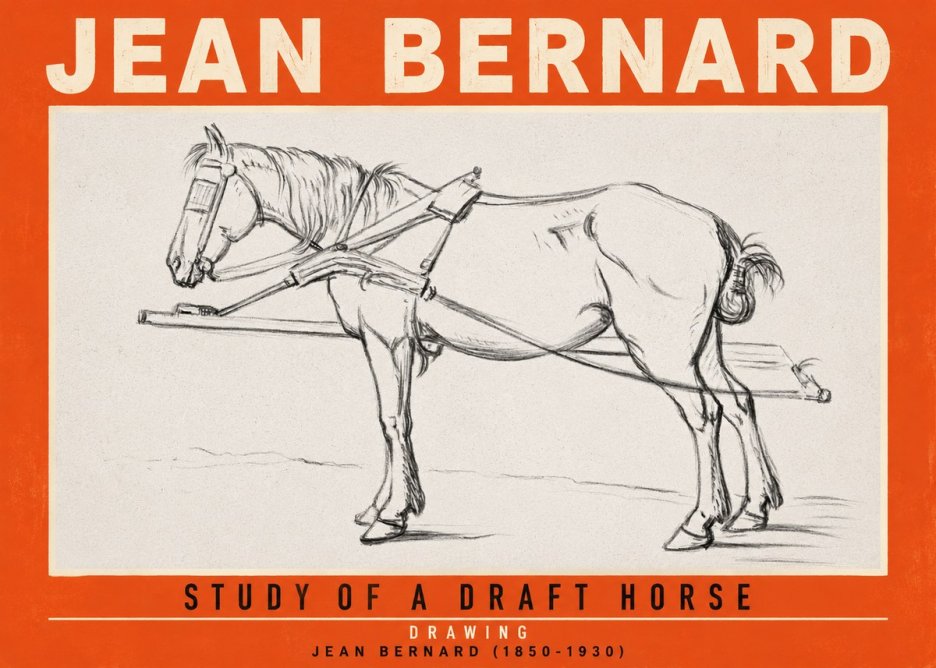Jean Bernard Study of a Draft Horse II No2 - Póster