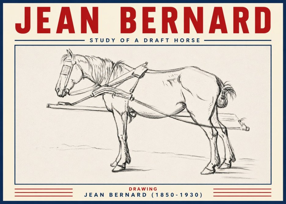 Jean Bernard Study of a Draft Horse II No6 - Póster