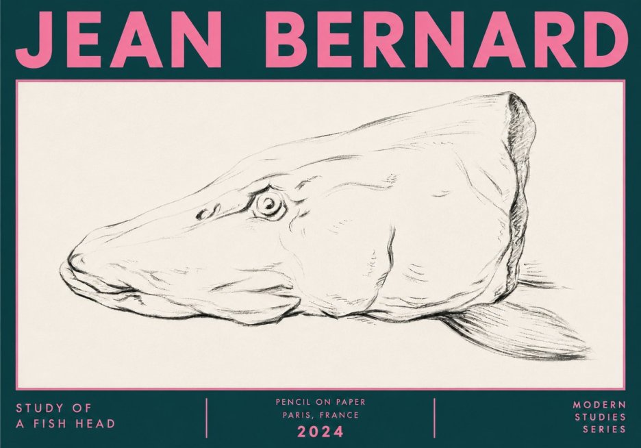 Jean Bernard Study of a Fish Head No6 - Póster