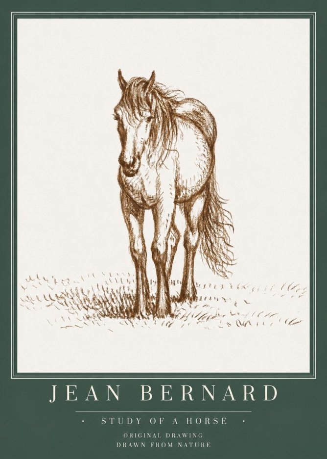 Jean Bernard Study of a Horse XV No3 - Póster