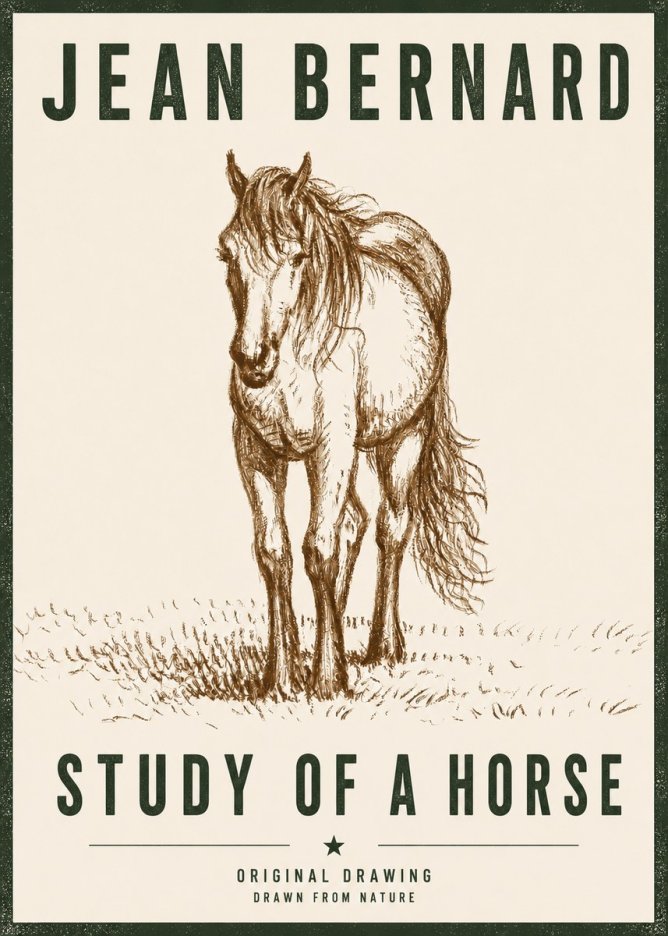 Jean Bernard Study of a Horse XV No6 - Póster