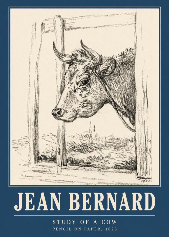 Jean Bernard Study of a Cow XVIII No3 - Póster