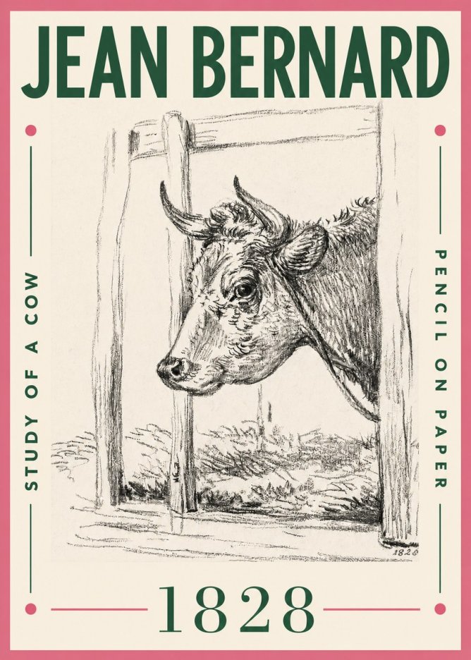 Jean Bernard Study of a Cow XVIII No4 - Póster