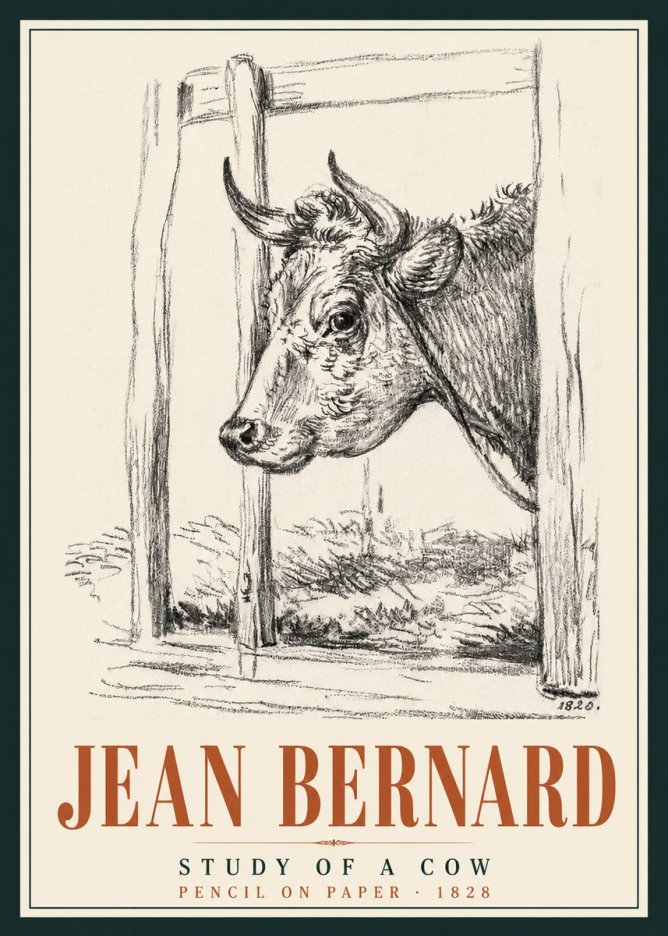 Jean Bernard Study of a Cow XVIII No5 - Póster