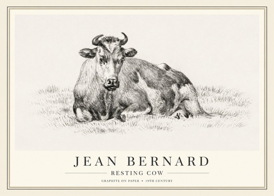 Jean Bernard Resting Cow V No1 - Póster