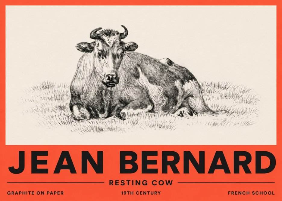 Jean Bernard Resting Cow V No2 - Póster