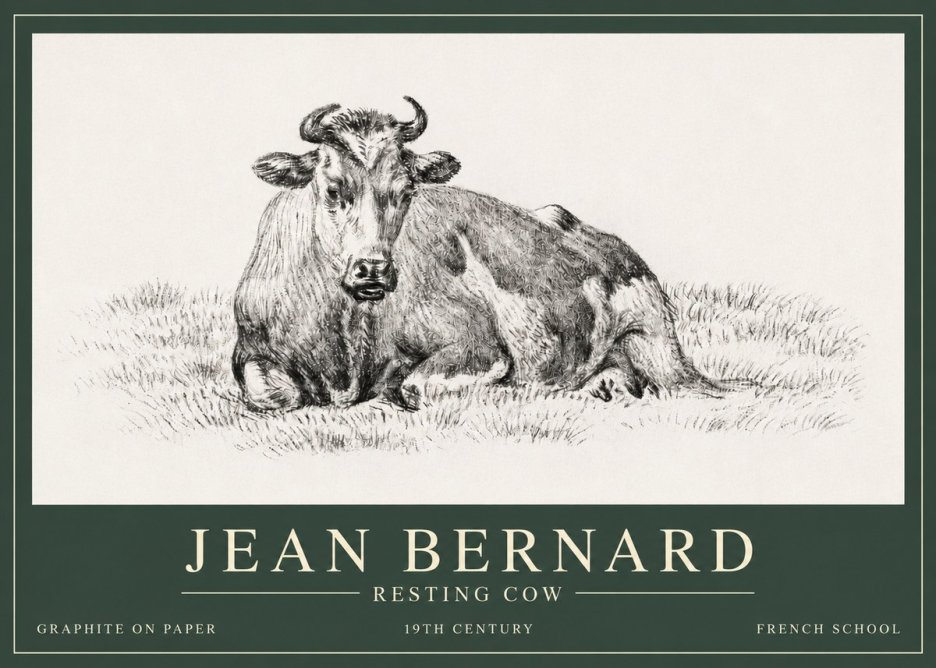 Jean Bernard Resting Cow V No3 - Póster