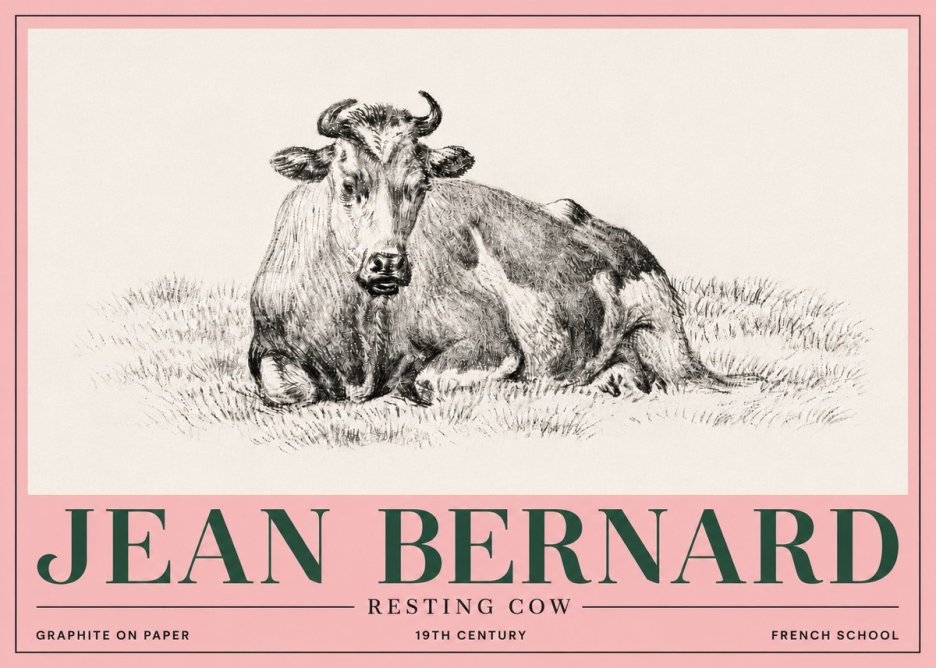 Jean Bernard Resting Cow V No5 - Póster