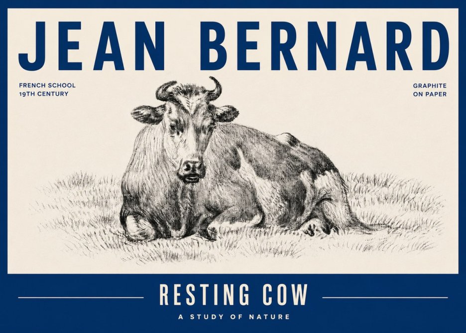 Jean Bernard Resting Cow V No6 - Póster