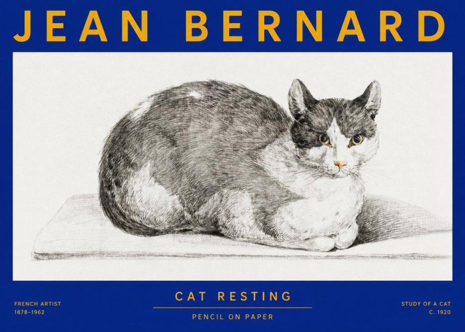 Jean Bernard Cat Study XI No4 - Póster