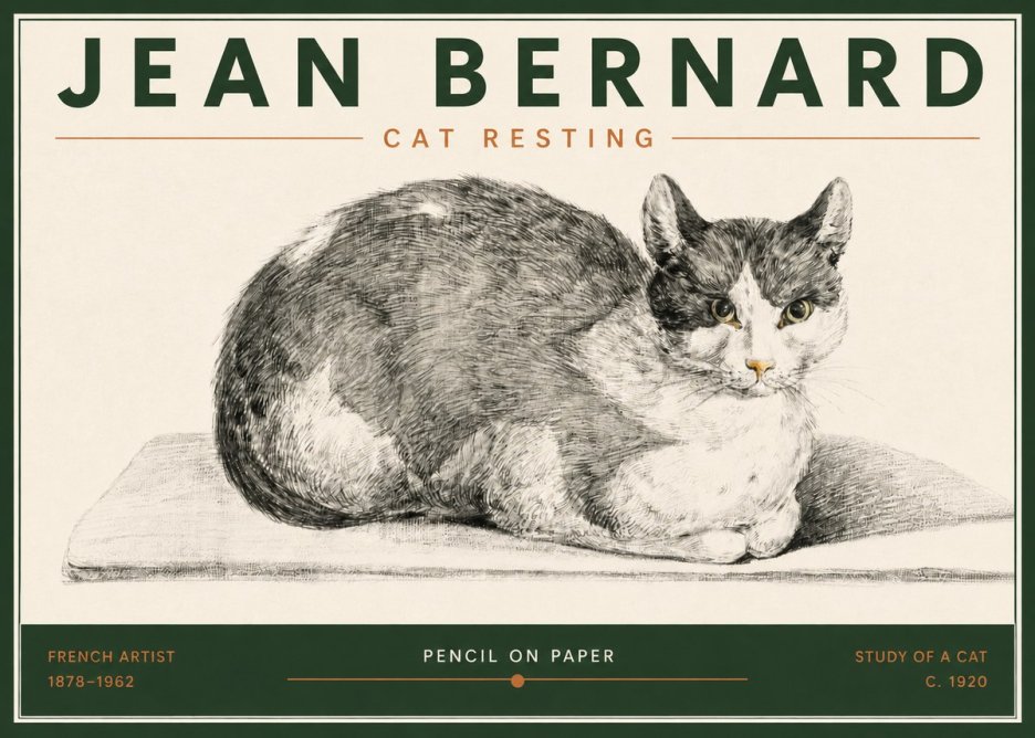 Jean Bernard Cat Study XI No6 - Póster