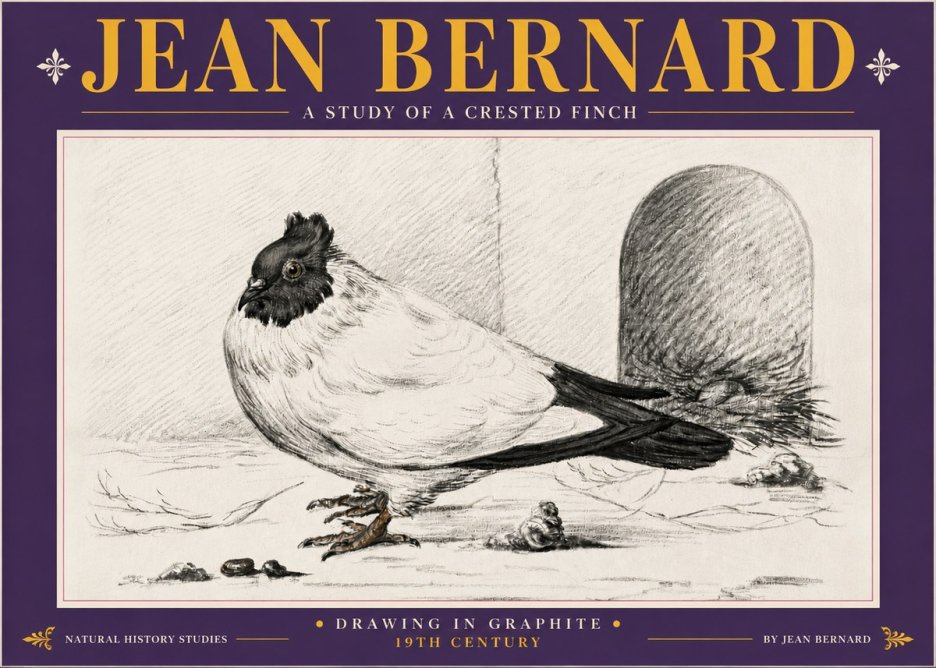 Jean Bernard A Study of a Crested Finch No5 - Póster