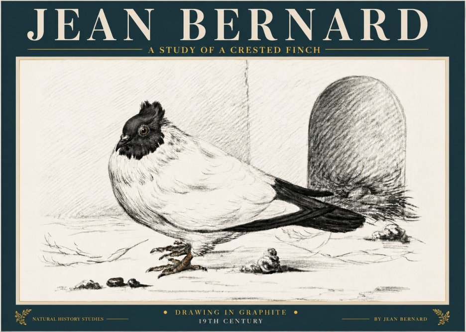Jean Bernard A Study of a Crested Finch No6 - Póster