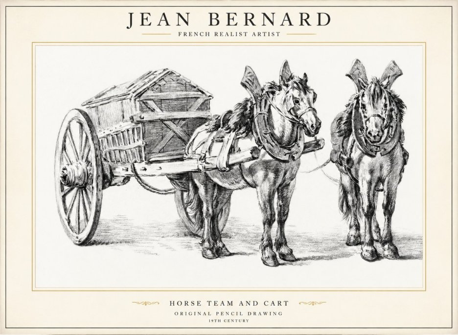 Jean Bernard Horse Team and Cart No1 - Póster