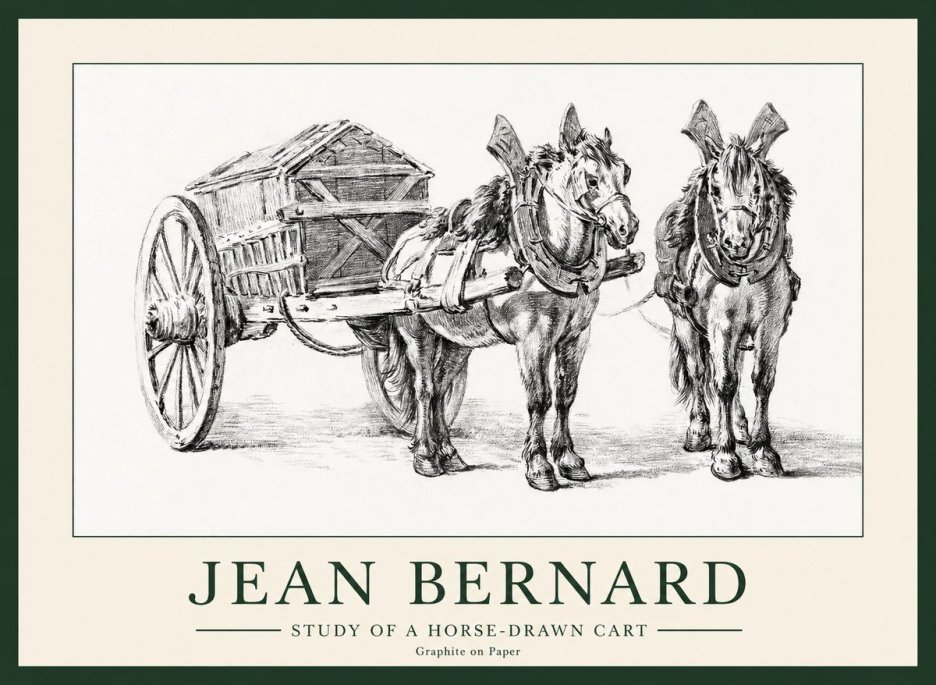 Jean Bernard Horse Team and Cart No2 - Póster