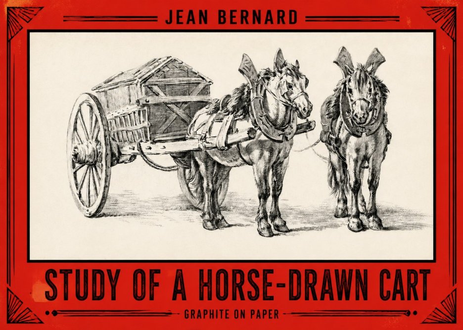 Jean Bernard Horse Team and Cart No3 - Póster