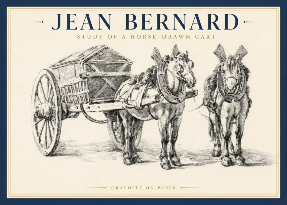 Jean Bernard Horse Team and Cart No4 - Póster