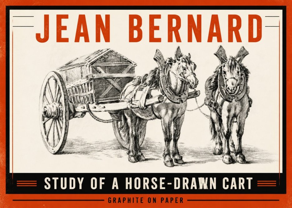 Jean Bernard Horse Team and Cart No5 - Póster