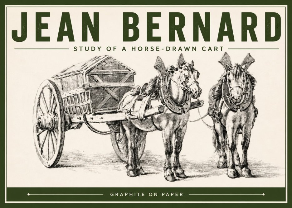 Jean Bernard Horse Team and Cart No6 - Póster