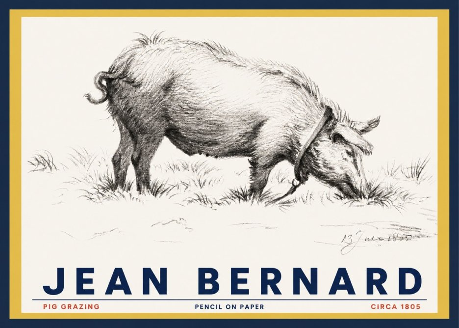 Jean Bernard Pig Grazing No3 - Póster