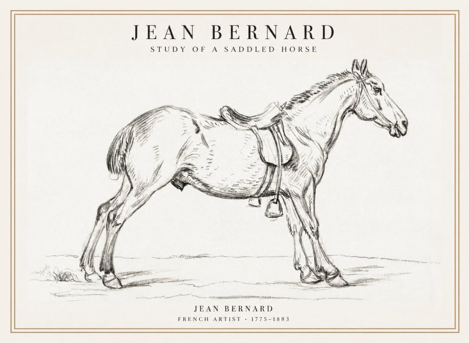 Jean Bernard Study of a Saddled Horse No1 - Póster