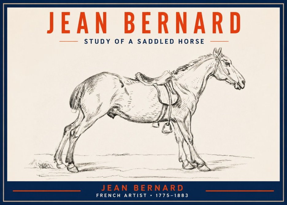 Jean Bernard Study of a Saddled Horse No2 - Póster
