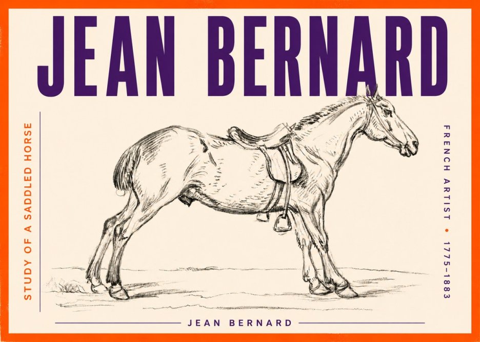 Jean Bernard Study of a Saddled Horse No3 - Póster