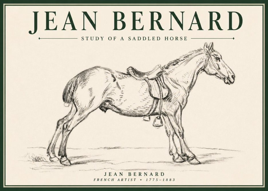 Jean Bernard Study of a Saddled Horse No4 - Póster