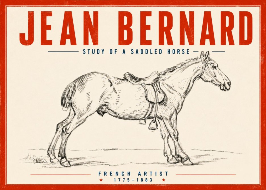 Jean Bernard Study of a Saddled Horse No5 - Póster