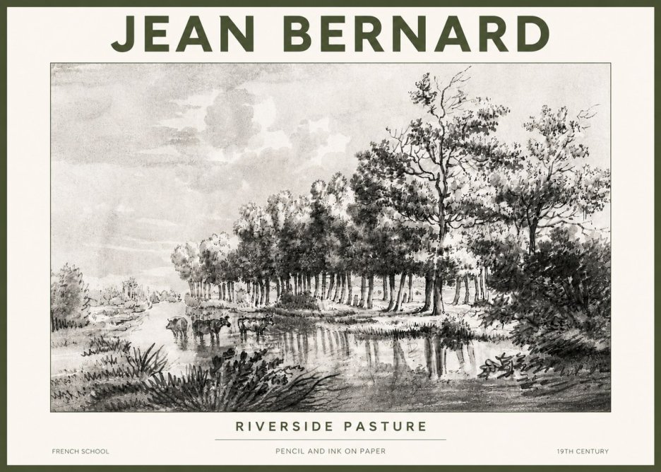 Jean Bernard Riverside Pasture No4 - Póster
