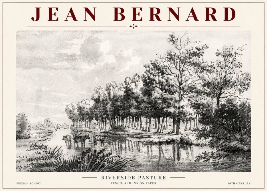 Jean Bernard Riverside Pasture No5 - Póster