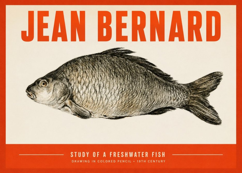 Jean Bernard Study of a Freshwater Fish No2 - Póster