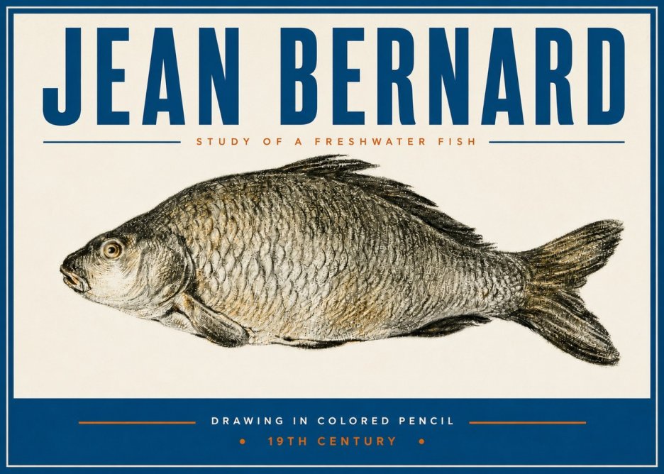 Jean Bernard Study of a Freshwater Fish No3 - Póster