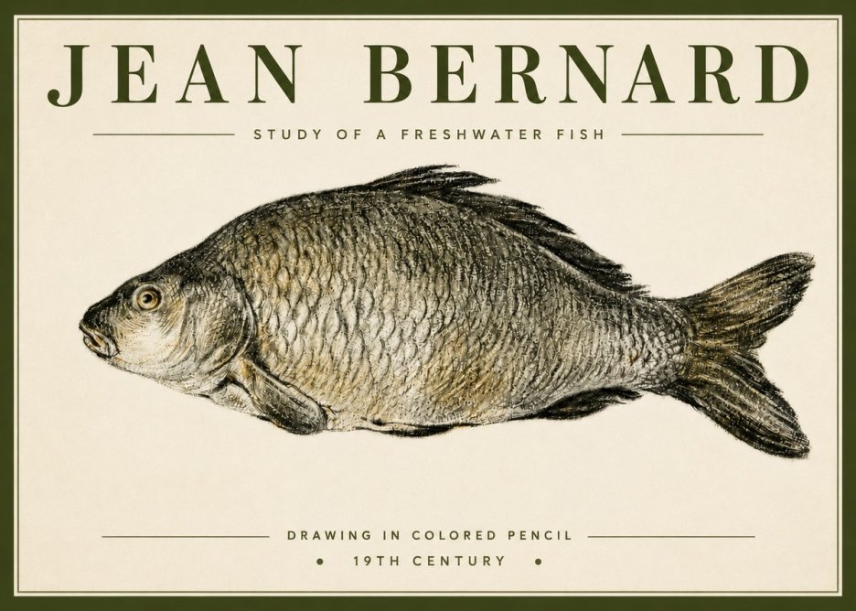 Jean Bernard Study of a Freshwater Fish No4 - Póster