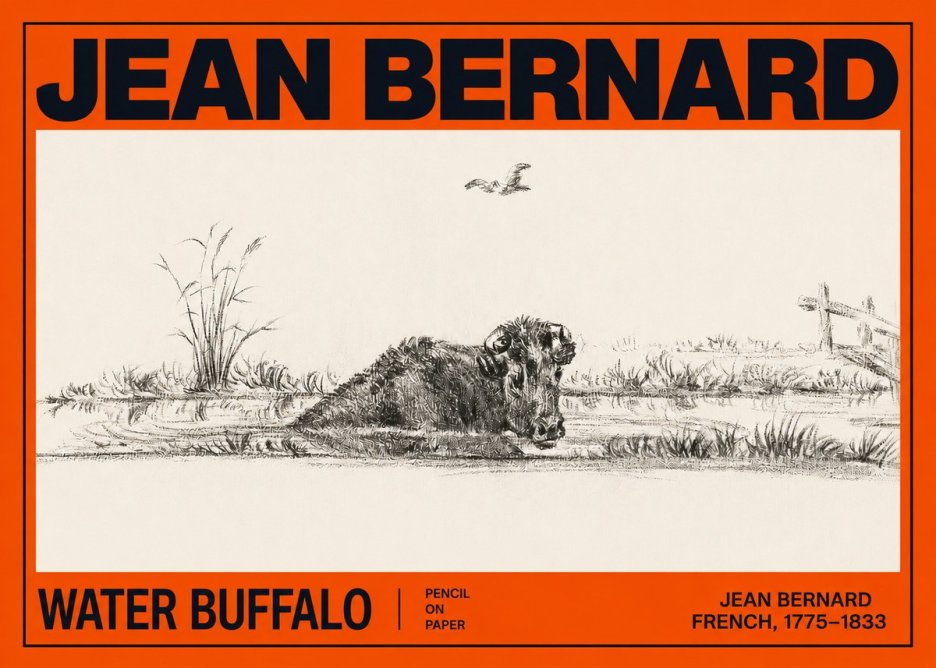 Jean Bernard Study of a Water Buffalo No3 - Póster