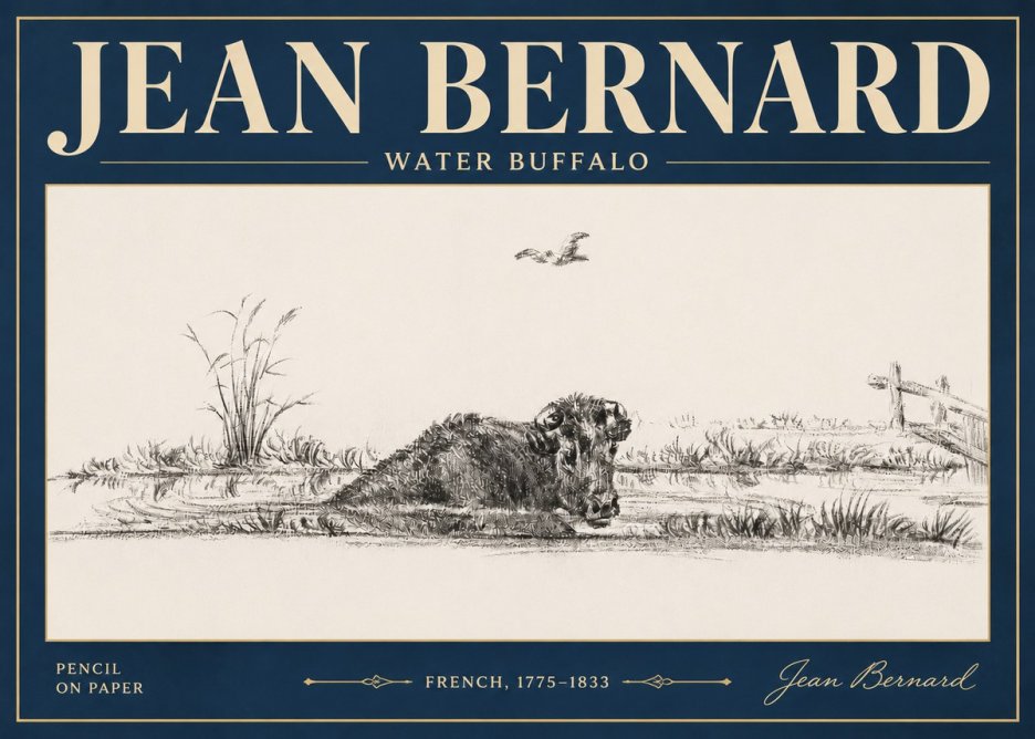 Jean Bernard Study of a Water Buffalo No5 - Póster