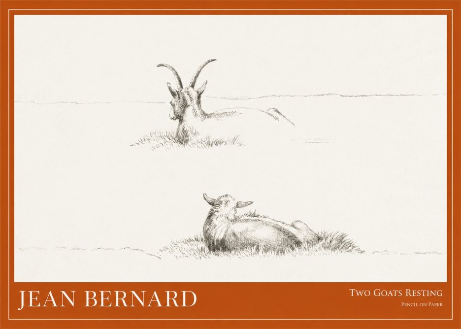 Jean Bernard Two Goats Resting No1 - Póster