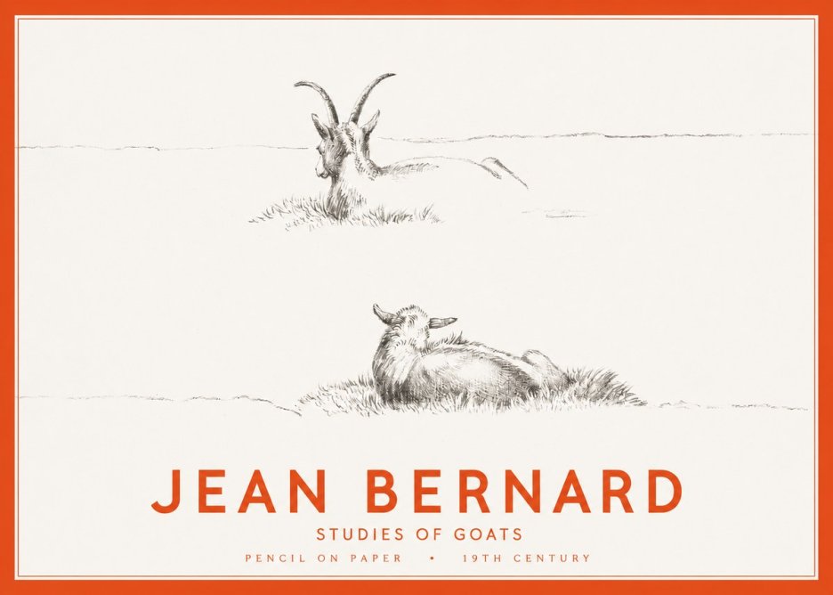 Jean Bernard Two Goats Resting No3 - Póster