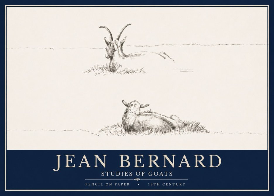 Jean Bernard Two Goats Resting No4 - Póster