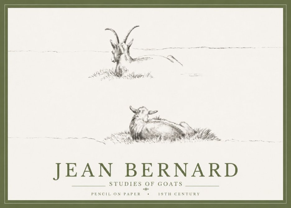Jean Bernard Two Goats Resting No5 - Póster